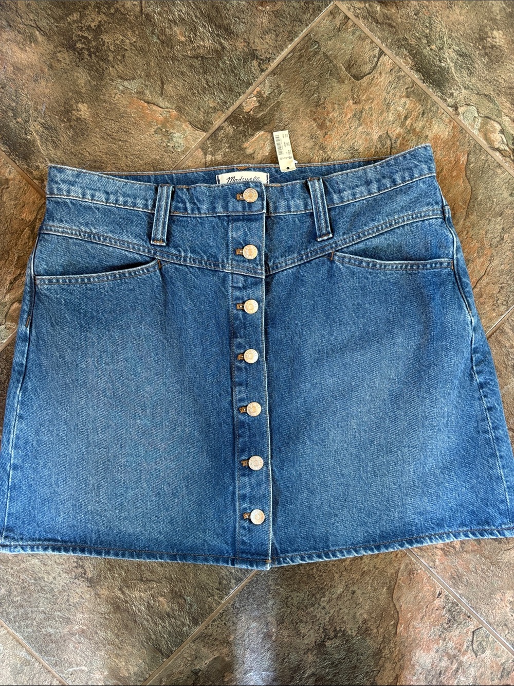 Madewell Blue Button-Front Denim Mini Skirt